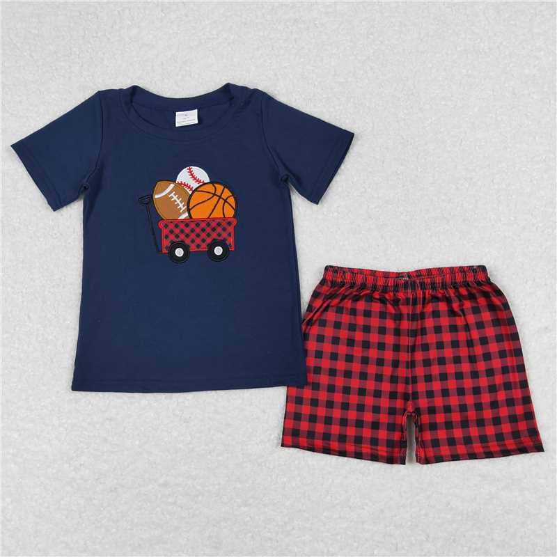 RTS NO MOQ Baby Boys kids Summer Sets BSSO0424 Balls Tee Shirts Top Shorts Boutique Outfits Clothes Sets
