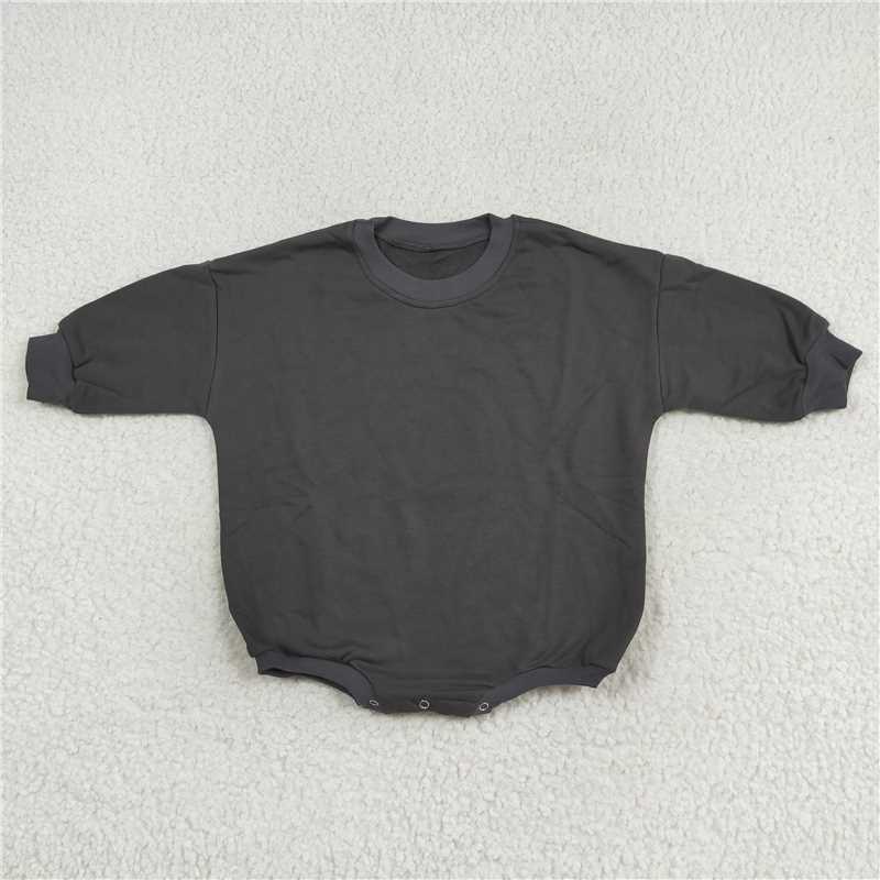 7.7 RTS NO MOQ Baby Boys Bodysuit LR1227 Grey Thick Fabric Long Sleeve Romper Sweaters