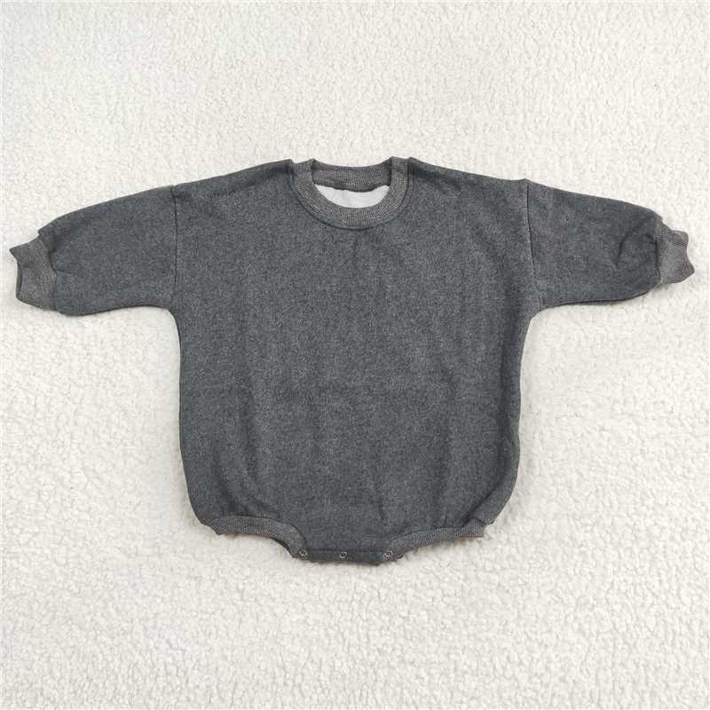 7.7 RTS NO MOQ Baby Boys Bodysuit LR1228 Grey Thick Fabric Long Sleeve Romper Sweaters