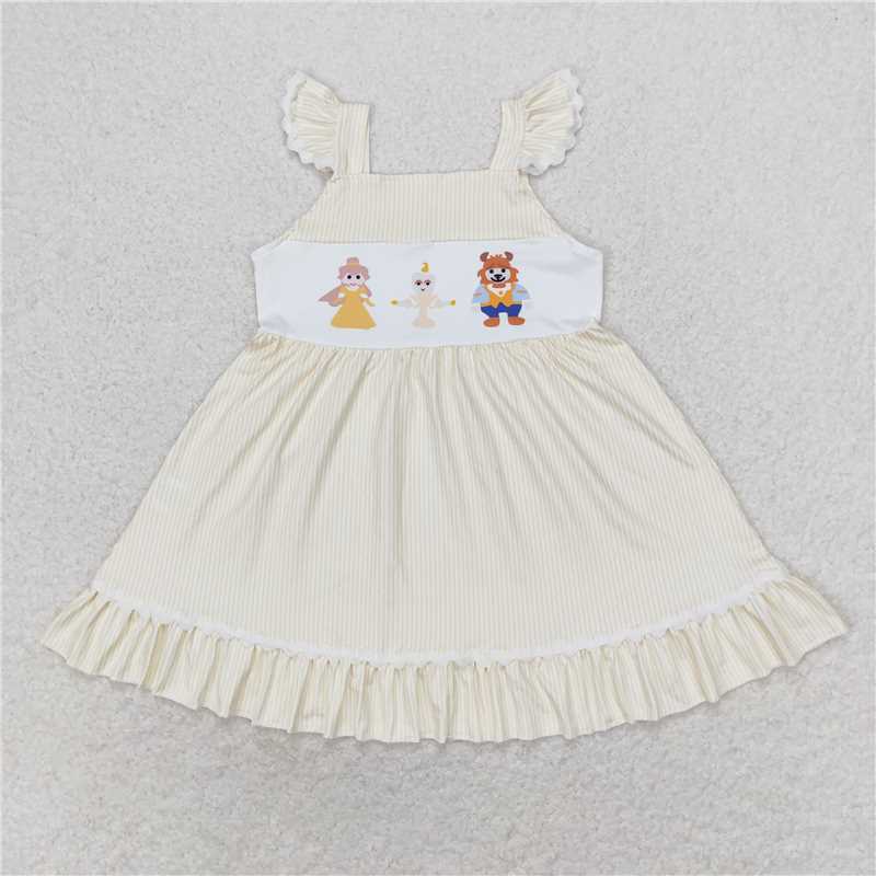 7.22 RTS NO MOQ Summer Baby Girls Dresses GSD0695 Flutter Sleeve Princess Beauty Knee Length Dresses