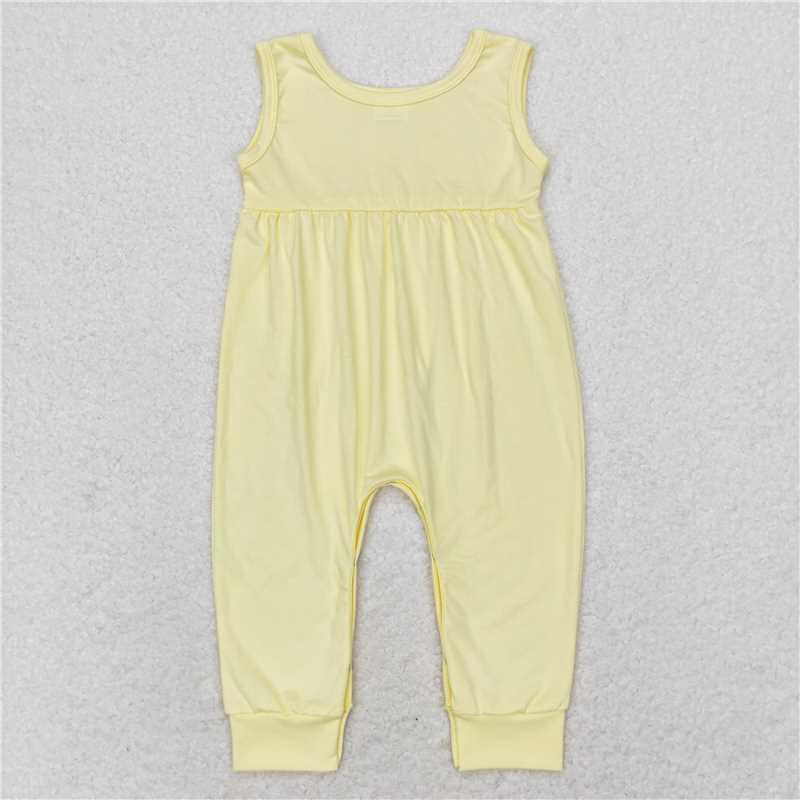 6.6 RTS NO MOQ Baby Boys Summer Bodysuit SR1447 Yellow Cotton Sleeveless Rompers