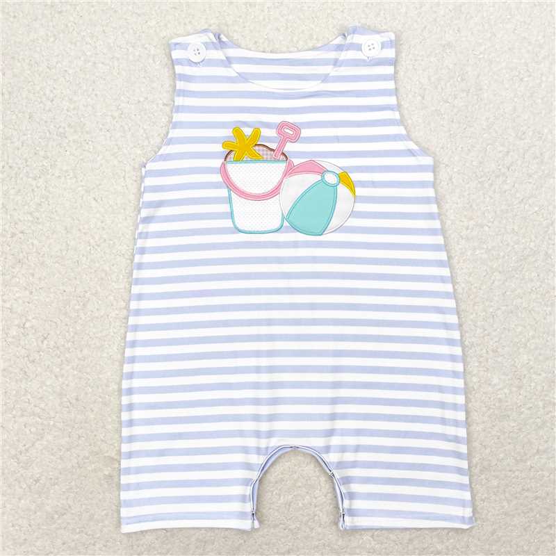 6.27 RTS NO MOQ Baby Boys Summer Bodysuit SR1517 Stripes Beach Wear Sleeveless Summer Rompers