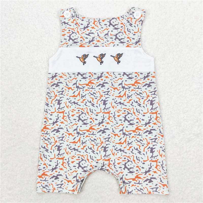 6.27 RTS NO MOQ Baby Boys Summer Bodysuit SR1743 Camo Ducks Sleeveless Rompers