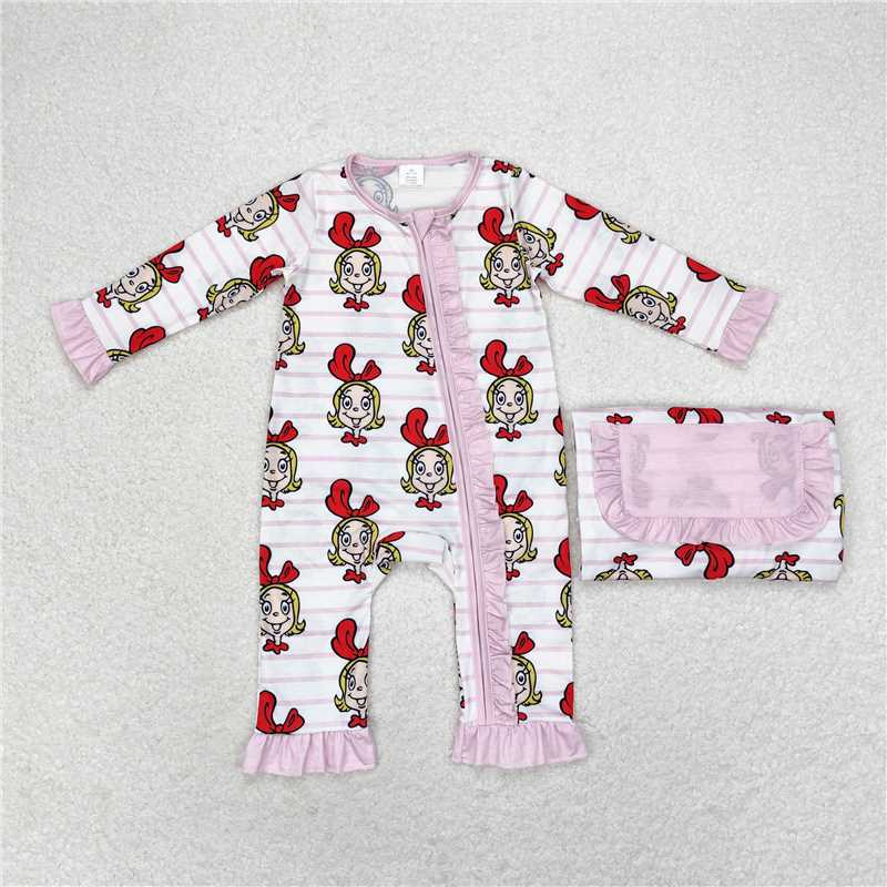 7.12 RTS NO MOQ Baby Girls Bodysuit LR1001 Pink Long Sleeve Bamboo Zippy Rompers