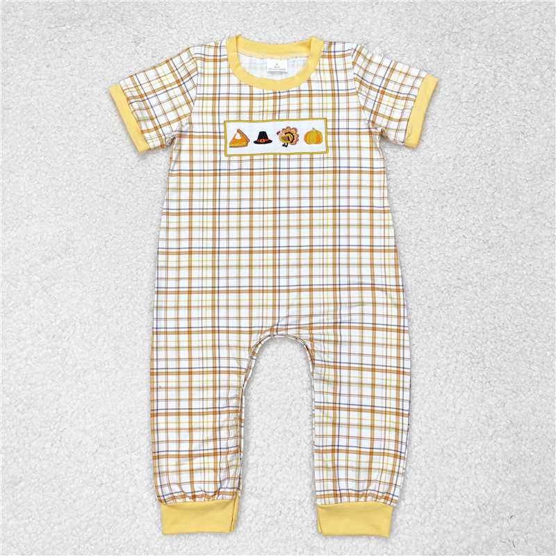 6.27 RTS NO MOQ Baby Boys Summer Bodysuit SR1869 Turkey Thanksgiving Rompers