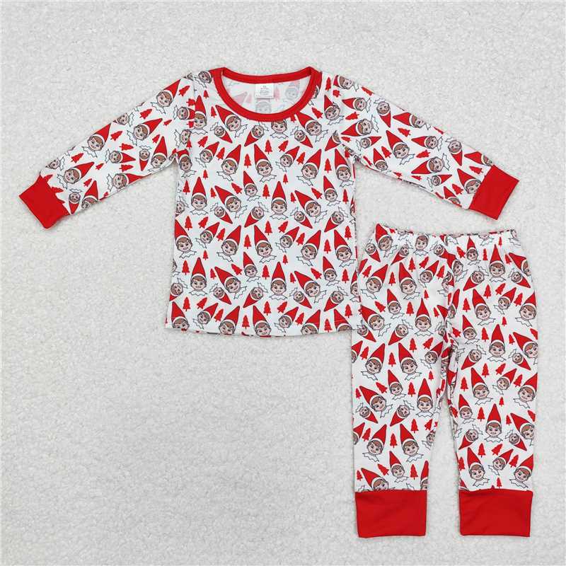 5.16 RTS NO MOQ Baby Boys Sets BLP0558 Red Shelf Christmas Bamboo Pajamas Clothes Sets