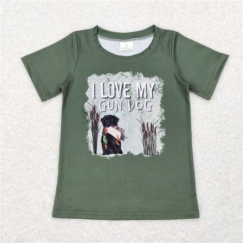 7.17 RTS NO MOQ Summer Baby Boys Shirt BT0413 I Love My Gun Dog Hunting Short Sleeve Tee Shirts Tops