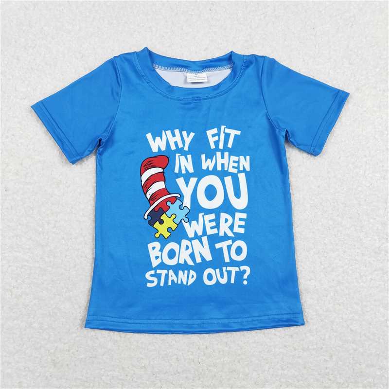 5.21 RTS NO MOQ Summer Baby Boys Shirt BT0479 Dr Reading Blue Short Sleeve Tee Shirts Tops