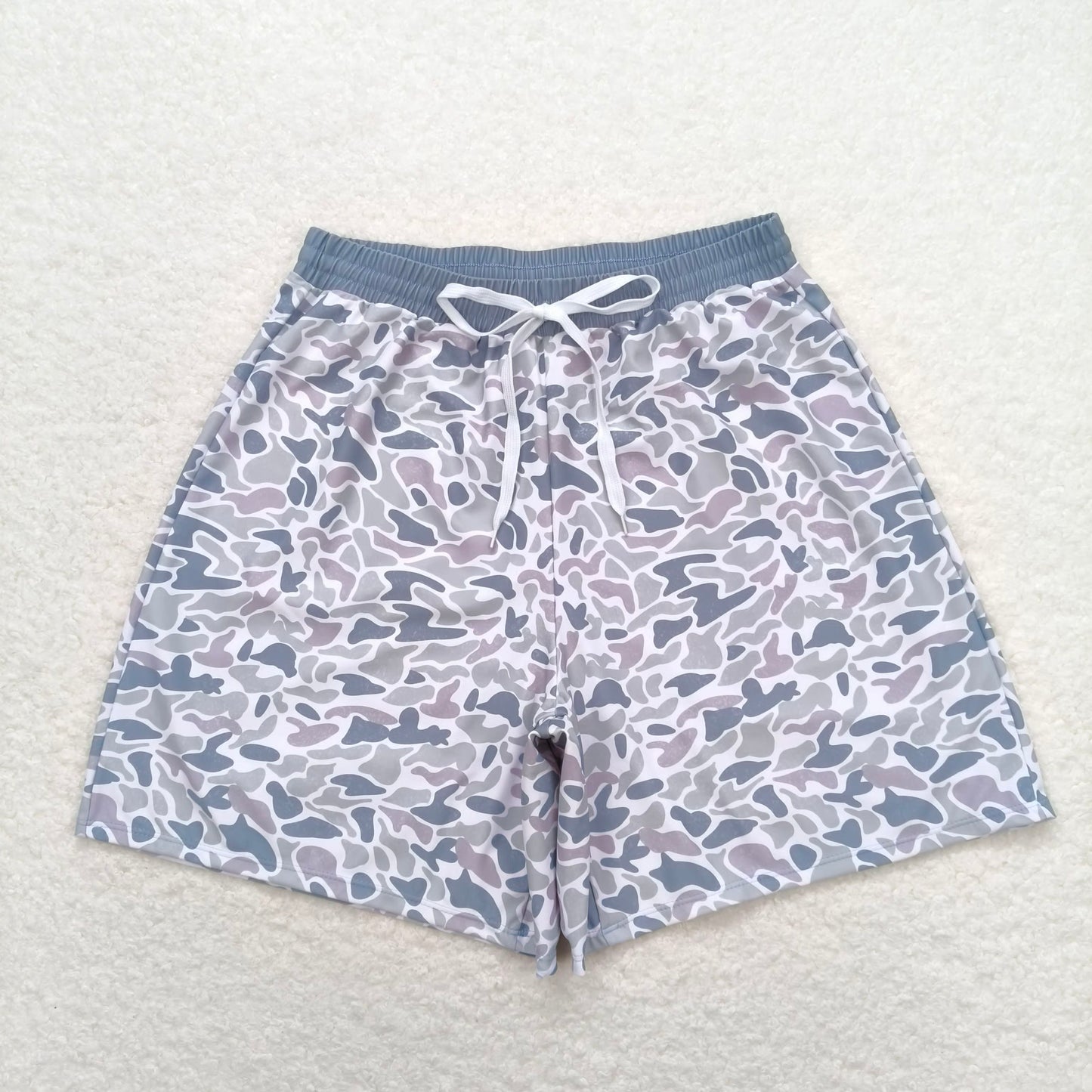 7.4 RTS NO MOQ Adult Man Summer Pants S0404 Grey Small Camo Bottom Trunk Drawstrings Shorts Swimwear