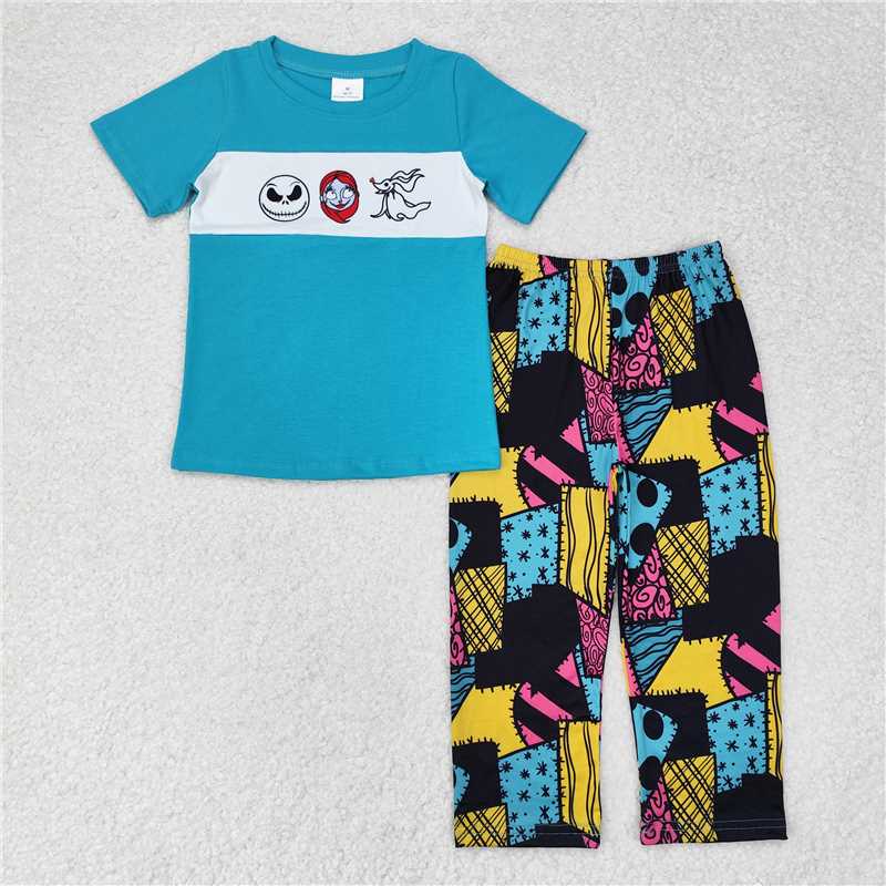 RTS NO MOQ Baby Boys Summer Sets BSPO0416 Halloween Nightmare Tops Pants Clothes Sets