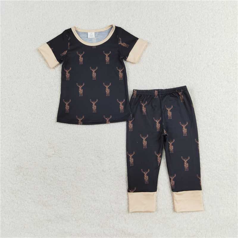 RTS NO MOQ Baby Boys Summer Sets BSPO0440 Camo Deers Shirt Pants Pajamas Clothes Sets
