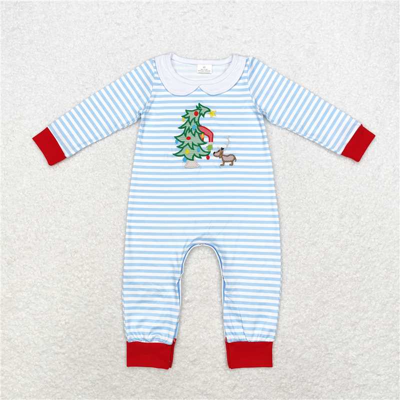 6.4 RTS NO MOQ Baby Boys Bodysuit LR1564 Christmas Tree Dogs Long Sleeve Rompers
