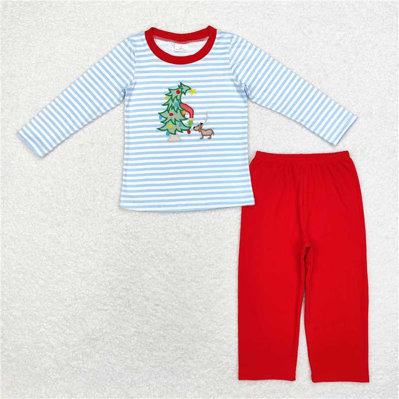 5.28 RTS NO MOQ Baby Boys Sets BLP0772 Christmas Tree Dog Top Pants Clothes Sets