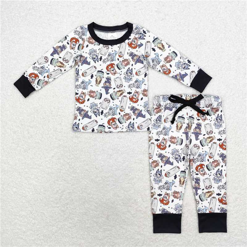 5.28 RTS NO MOQ Baby Boys Sets BLP0720 Halloween Dogs Witches Top Pants Pajamas Clothes Sets