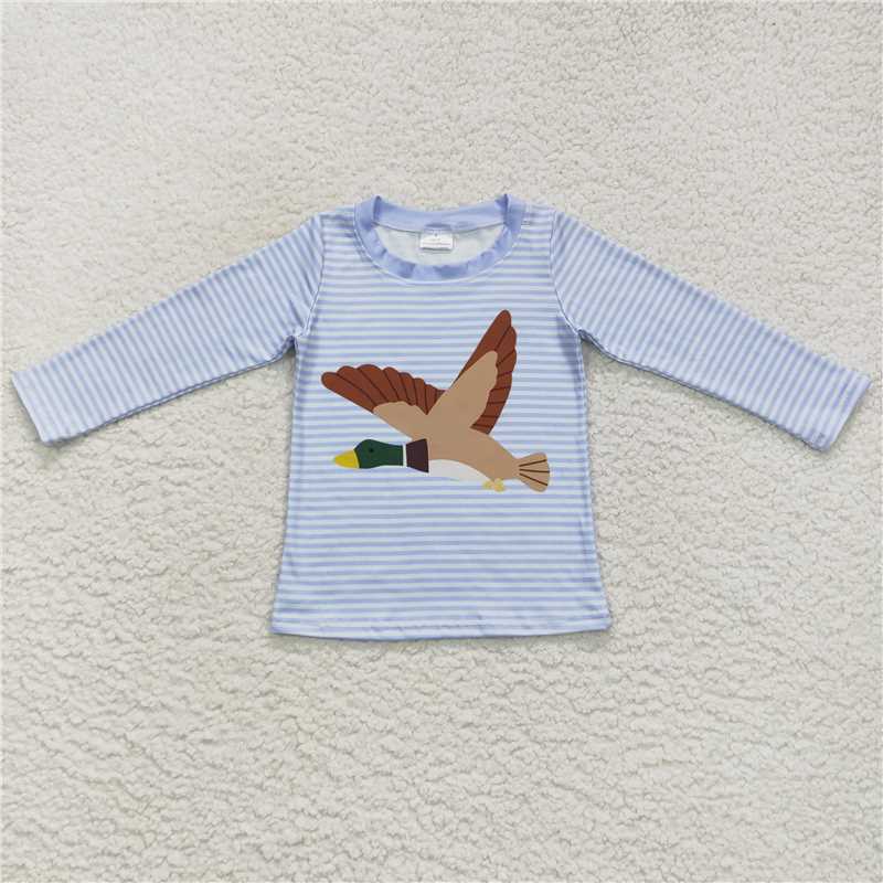 7.1 RTS NO MOQ Baby Boys Long Sleeve BT0365 Hunting Duck Stripes Long Sleeve Shirts Tops