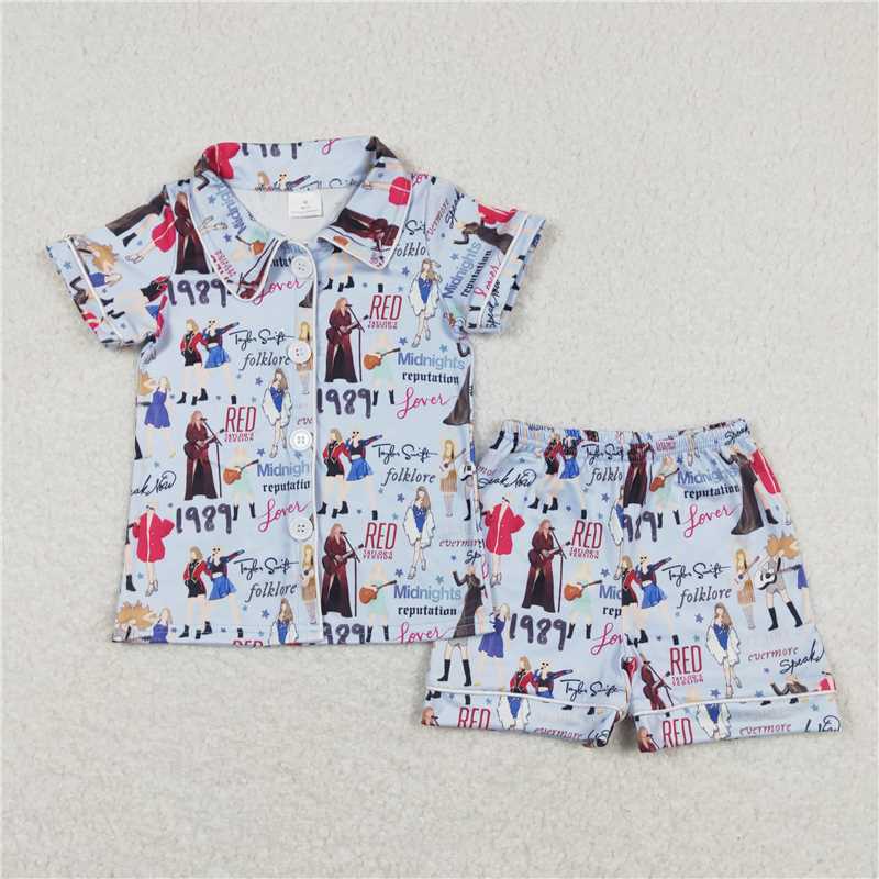 RTS NO MOQ Baby Boys kids Summer Sets BSSO0545 Blue Shirts Shorts Pajamas Clothes Sets