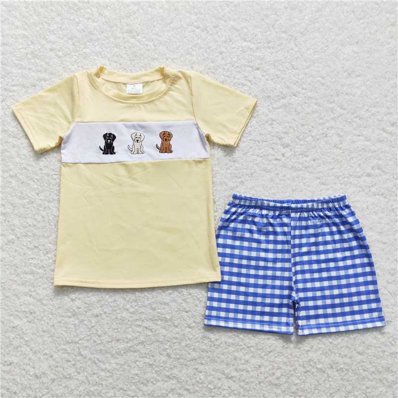 RTS NO MOQ Baby Boys kids Summer Sets BSSO0598 Dogs Short Sleeve Shirts Top Shorts Clothes Sets