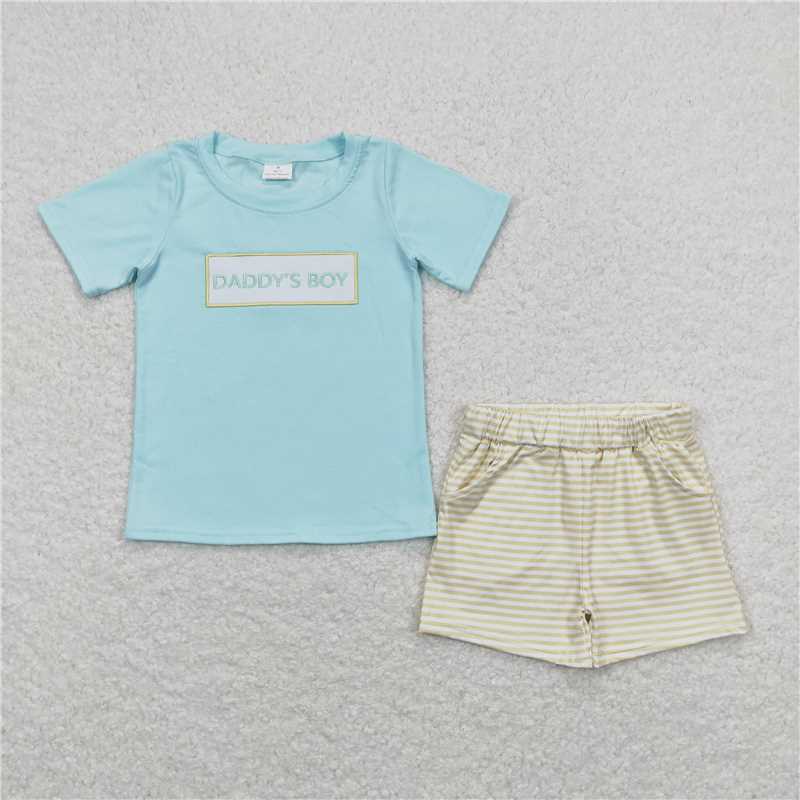 RTS NO MOQ Baby Boys kids Summer Sets BSSO0522 Daddy's Boy Shirt Shorts Clothes Sets