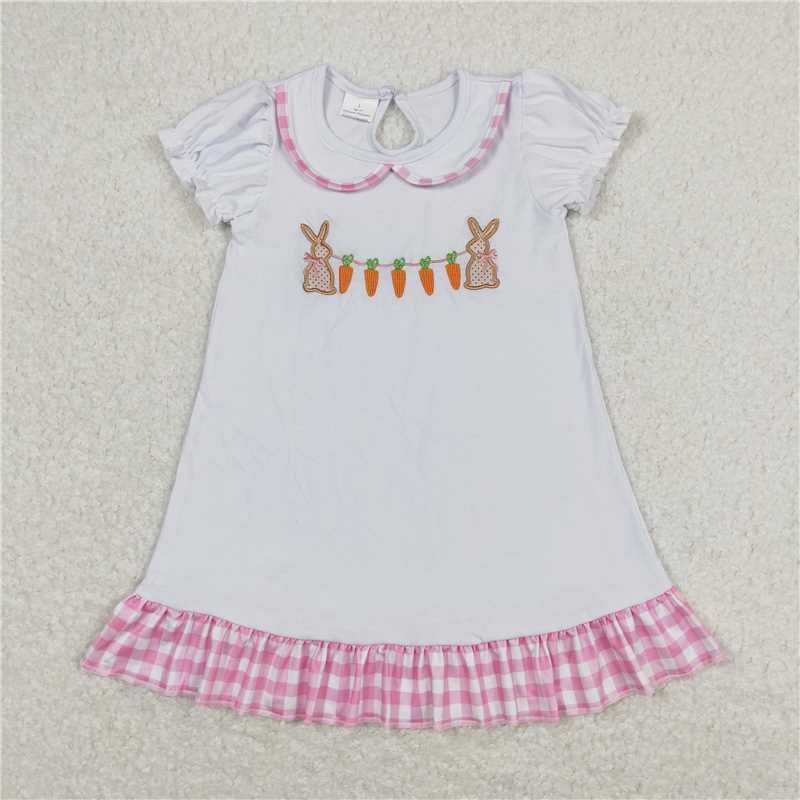 7.31 RTS NO MOQ Summer Baby Girls Dresses GSD0609 Easter Rabbit Carrot Knee Length Dresses