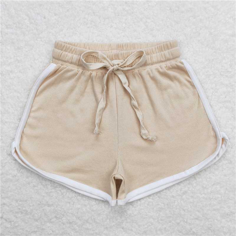 6.20 RTS NO MOQ Baby Girls Summer Pants SS0295 Light Brown Color Summer Sports Design Shorts