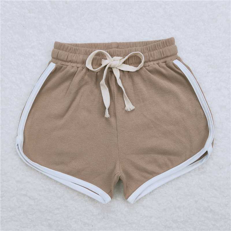 6.20 RTS NO MOQ Baby Girls Summer Pants SS0294 Brown Color Sports Design Shorts