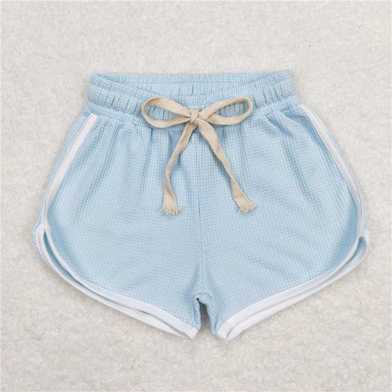 6.23 RTS NO MOQ Baby Girls Summer Pants SS0289 Light Blue Color Summer Sports Design Shorts
