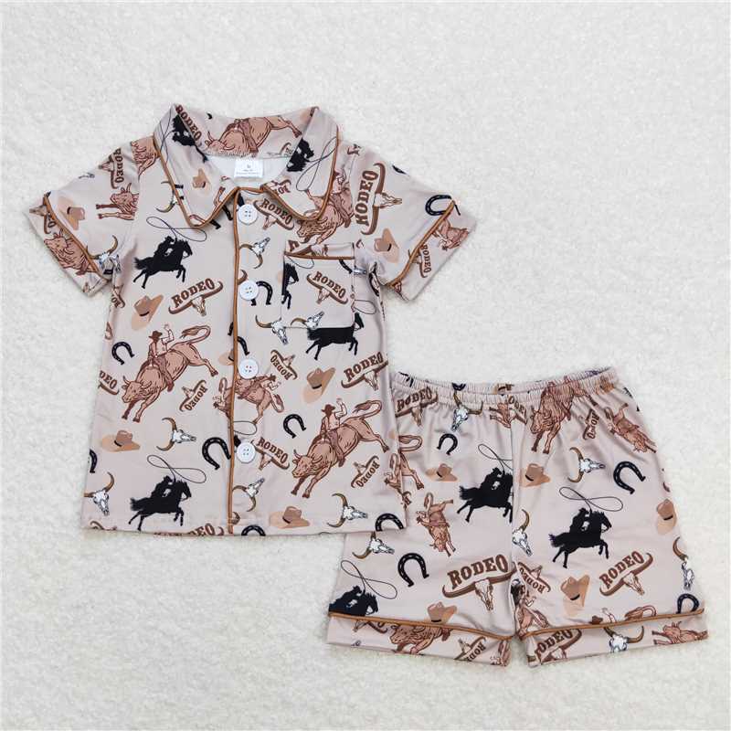 RTS NO MOQ Baby Boys kids Summer Sets BSSO0761 Denim Short-Sleeved Shorts Pajamas Sets