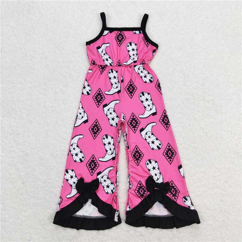 RTS NO MOQ Summer Baby Girls Bodysuit SR1238 Straps Boots Aztec Bows Bell Bottom Jumpsuits