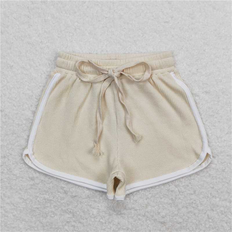 RTS NO MOQ Baby Girls Summer Pants SS0323 Ivory Cotton Sports Design Shorts
