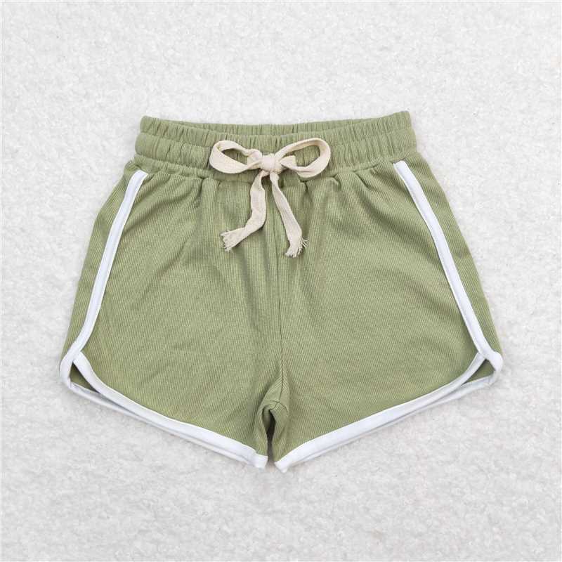 RTS NO MOQ Baby Girls Summer Pants SS0324 Light Green Cotton Sports Design Shorts
