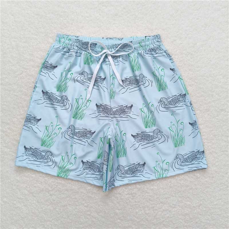 7.4 RTS NO MOQ Adult Man Summer Pants S0359 Green Mallard Ducks Bottom Trunk Shorts Swimwear