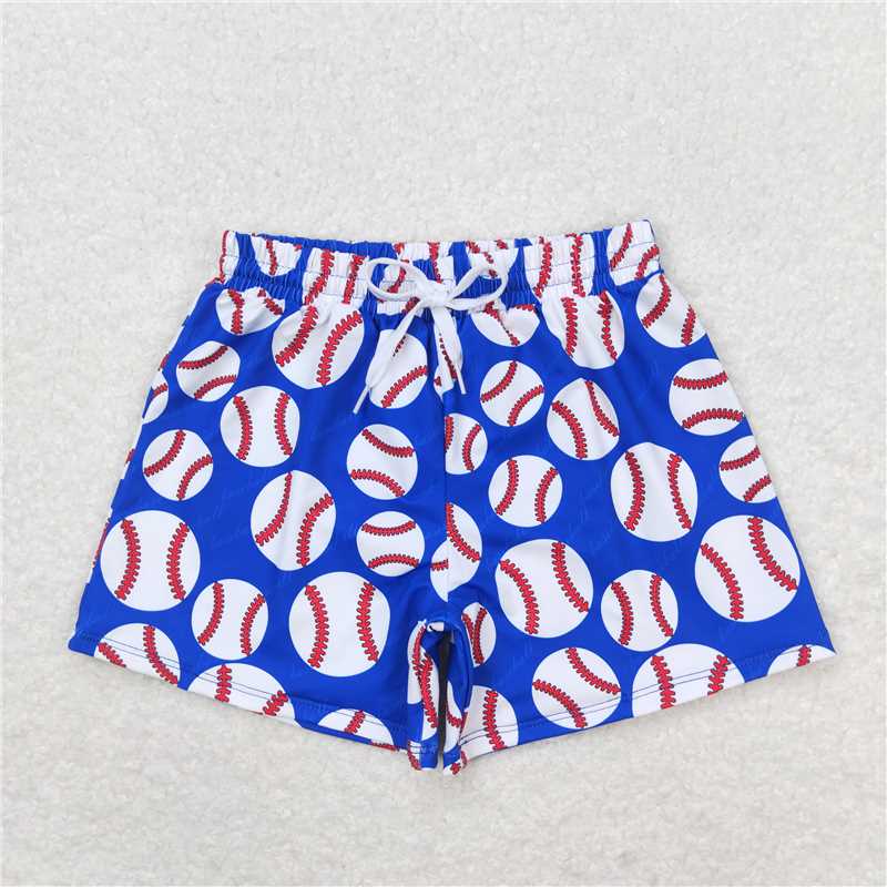RTS NO MOQ Baby Boys Summer Pants S0275 Blue Baseball Trunks Swimsuits