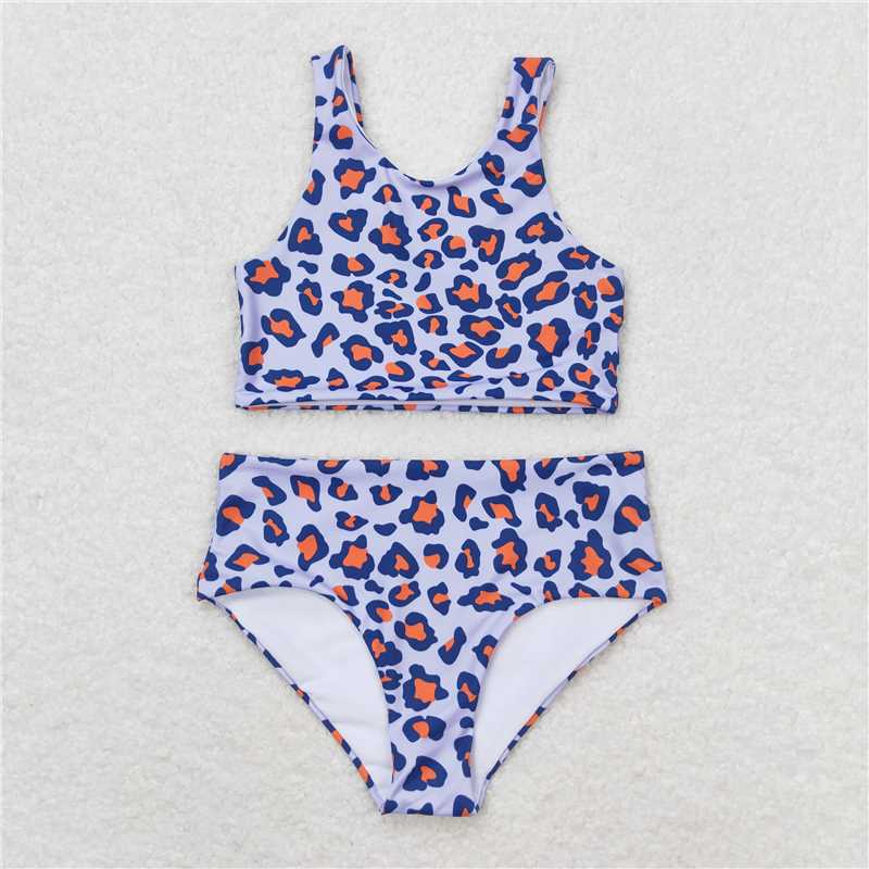 RTS NO MOQ Baby Girls Summer Sets S0229 Sleeveless Leopard Two Pieces Swimsuits