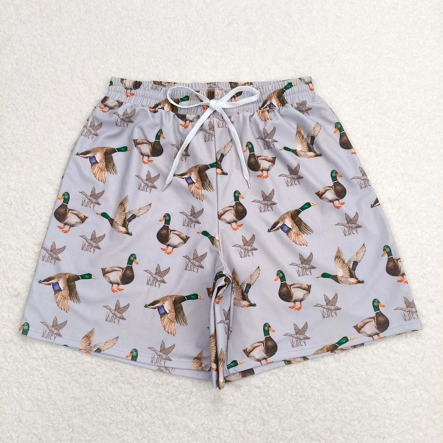 7.4 RTS NO MOQ Adult Man Summer Pants S0429 Grey Ducks Bottom Trunk Drawstrings Shorts Swimwear