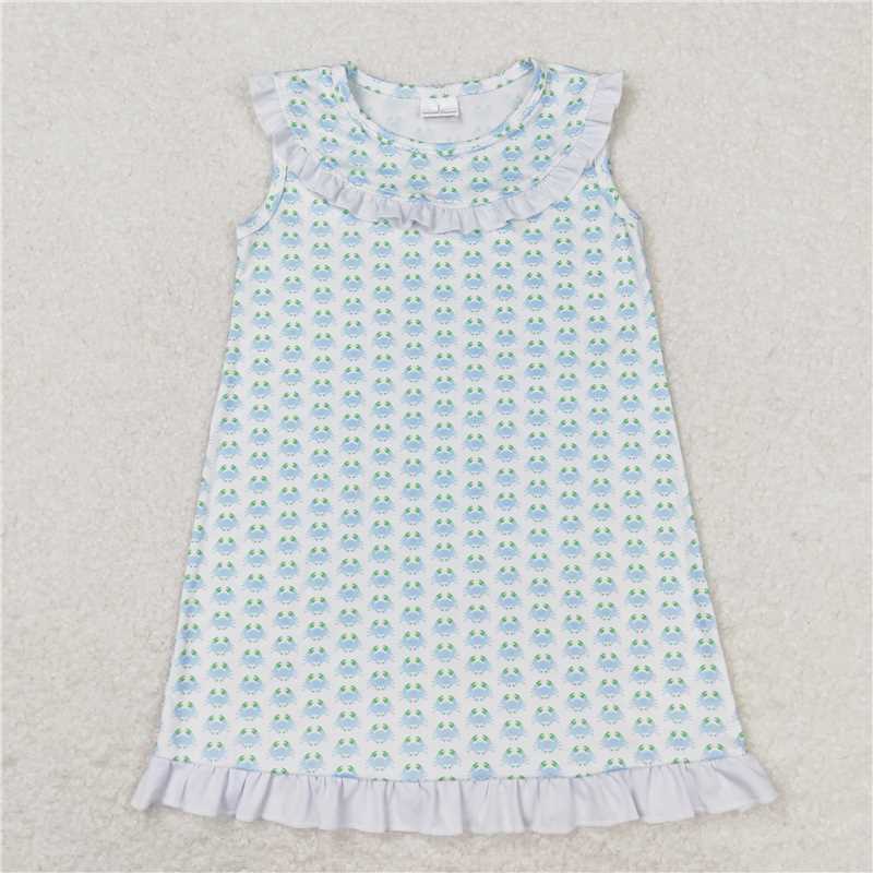 7.31 RTS NO MOQ Summer Baby Girls Dresses GSD1078 Sleeveless Crabs Knee Length Dresses