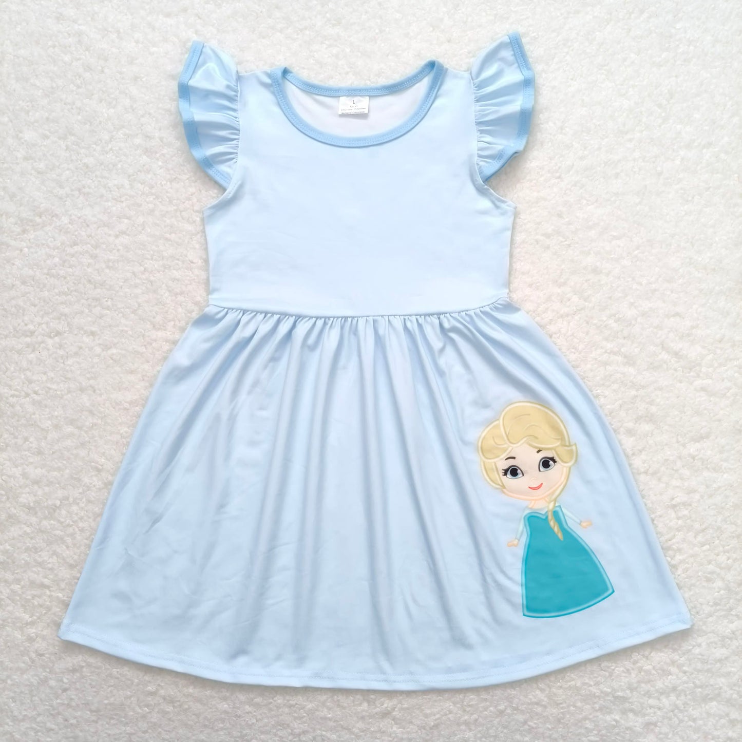 7.31 RTS NO MOQ Summer Baby Girls Dresses GSD1147 Aqua Princess Flutter Sleeve Knee Length Dresses