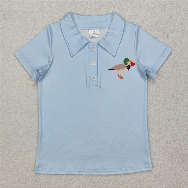 RTS NO MOQ Summer Baby Boys Shirt BT1106 Duck Heart Short Sleeve Pullovers Tops