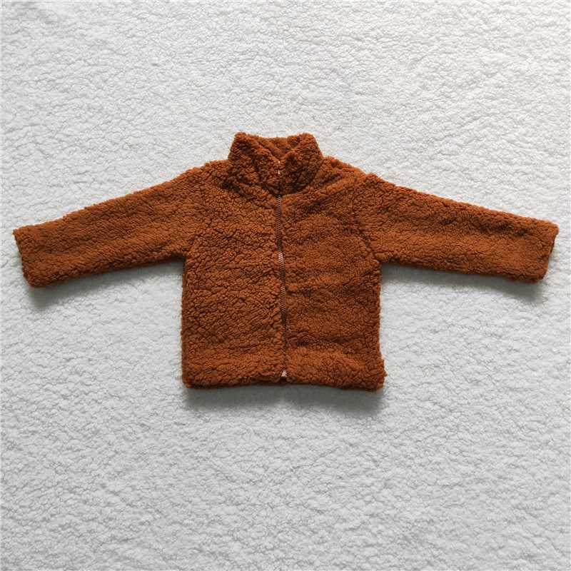 7.1 RTS NO MOQ Baby Boys Long Sleeve BT0296 Dark Brown Color Long Sleeve Zip Cardigans Jackets