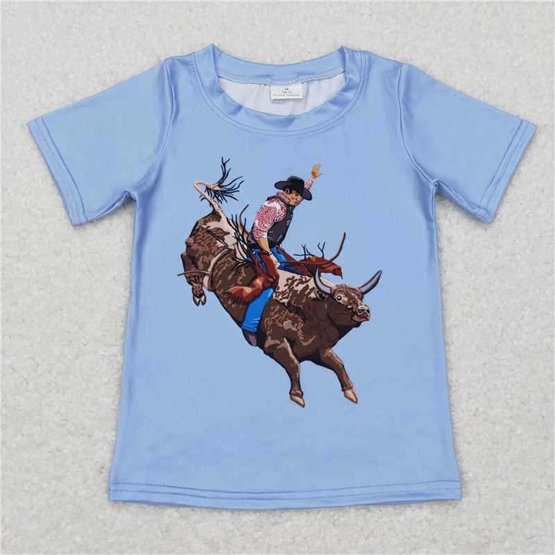7.17 RTS NO MOQ Summer Baby Boys Shirt BT0435 Western Cows Short Sleeve Shirts Tops