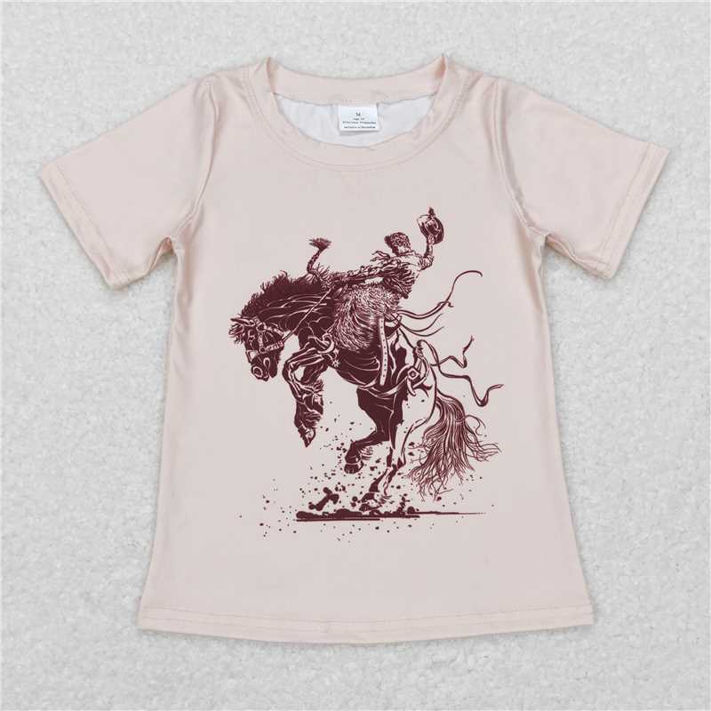 7.17 RTS NO MOQ Summer Baby Boys Shirt BT0434 Western Rodeo Horse Short Sleeve Shirts Tops
