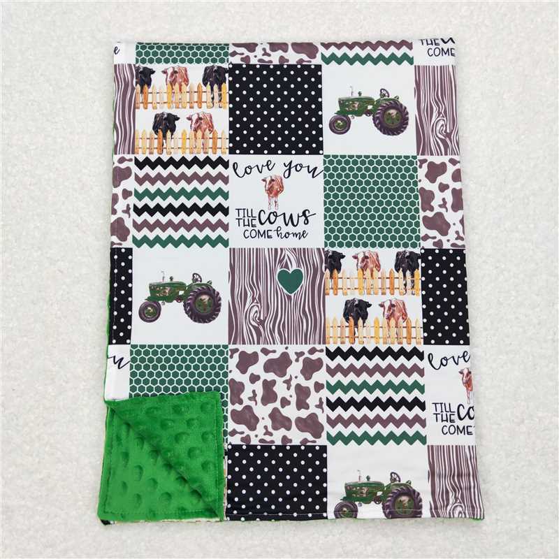 RTS NO MOQ Baby Kids Carpet BL0096 Love You Till The Cows Farm Tractors Blankets