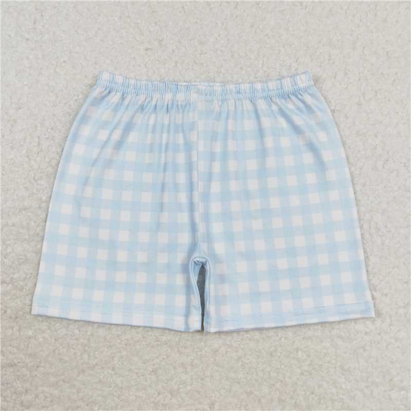 RTS NO MOQ Baby Boys Summer pants SS0353 Light Blue Plaid Shorts
