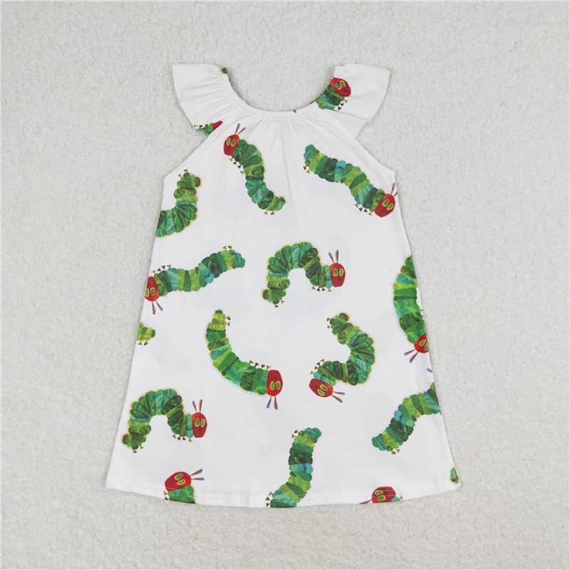 7.30 RTS NO MOQ Summer Baby Girls Dresses GSD1199 Flutter Sleeve Knee Length Dresses