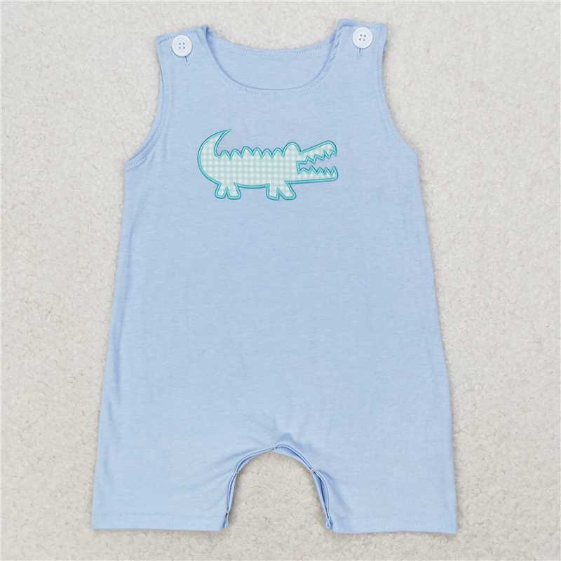 6.27 RTS NO MOQ Baby Boys Summer Bodysuit SR1625 Sleeveless Crocodile Summer Rompers
