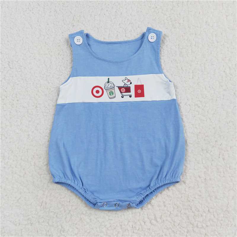 6.6 RTS NO MOQ Baby Boys Summer Bodysuit SR1604 Sleeveless Coffee Cart Rompers