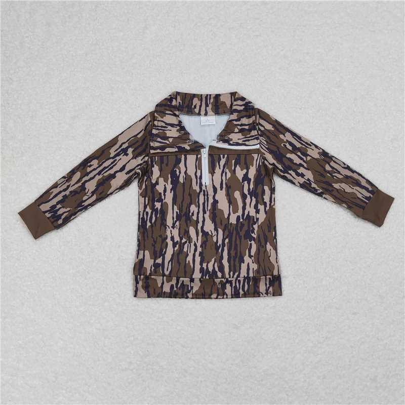 RTS NO MOQ Baby Boys Long Sleeve BT0811 Fall Camo Bottomland Zip Pullovers Tops