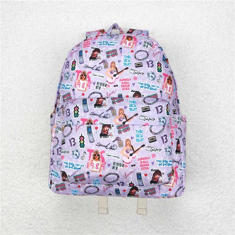 RTS NO MOQ Baby Kids Backpacks BA0238 Lavender Guitar Singer Zip Back Bags