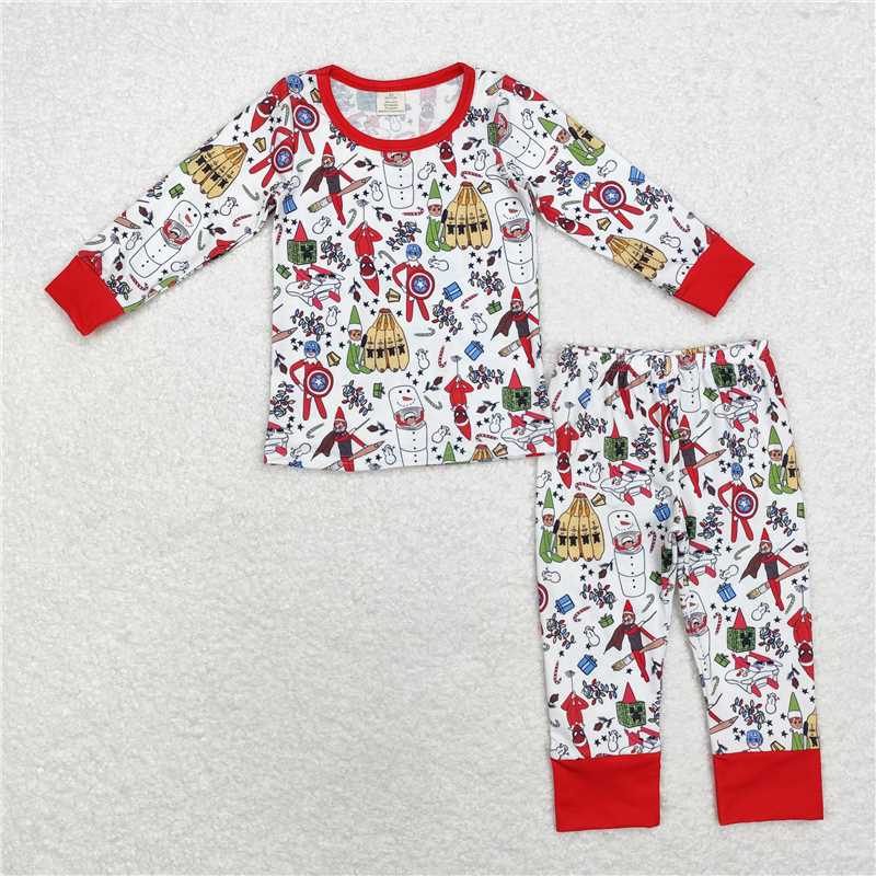 5.28 RTS NO MOQ Baby Boys Sets BLP0722 Christmas Shelf Bananas Bamboo Pajamas Clothes Sets