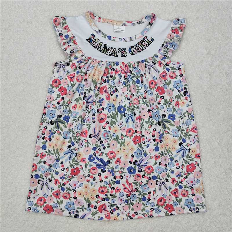 7.9 RTS NO MOQ Summer Baby Girls Dresses GSD1658 Blue Flowers Knee Length Dresses