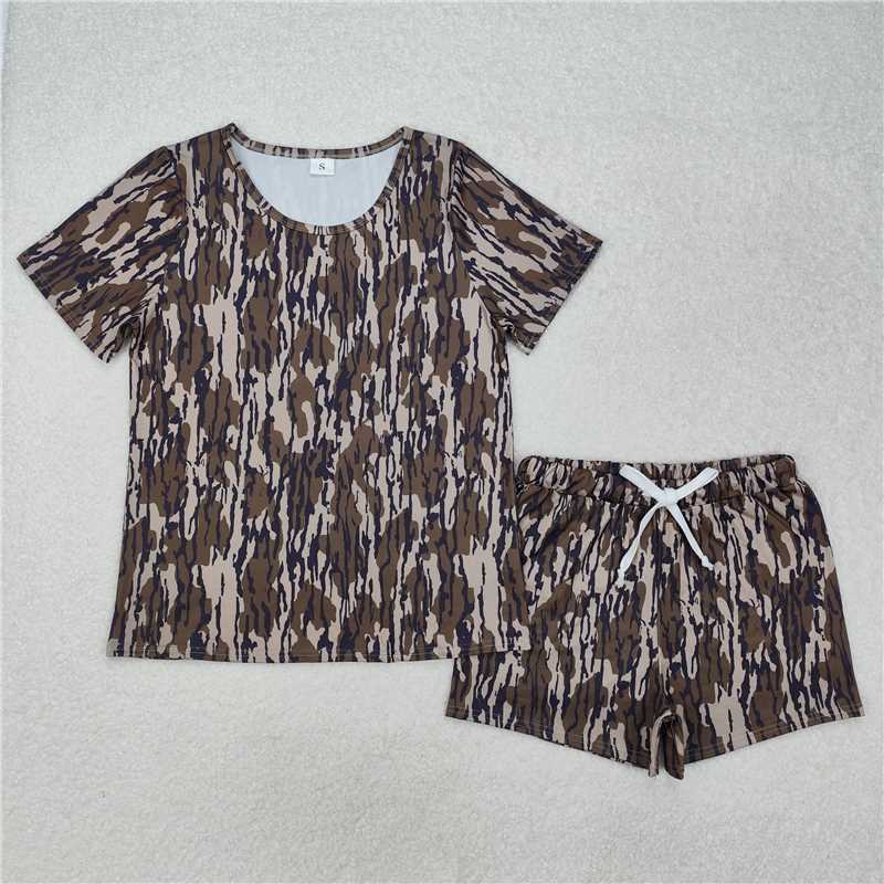 RTS NO MOQ Adult Women Summer Sets GSSO1681 Bottomland Tops Shorts Pajamas